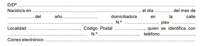Datos generales contrayente español