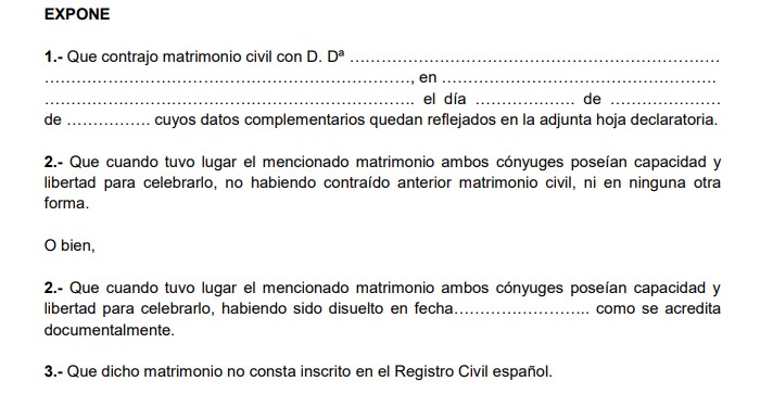 Datos personales contrayente extranjero