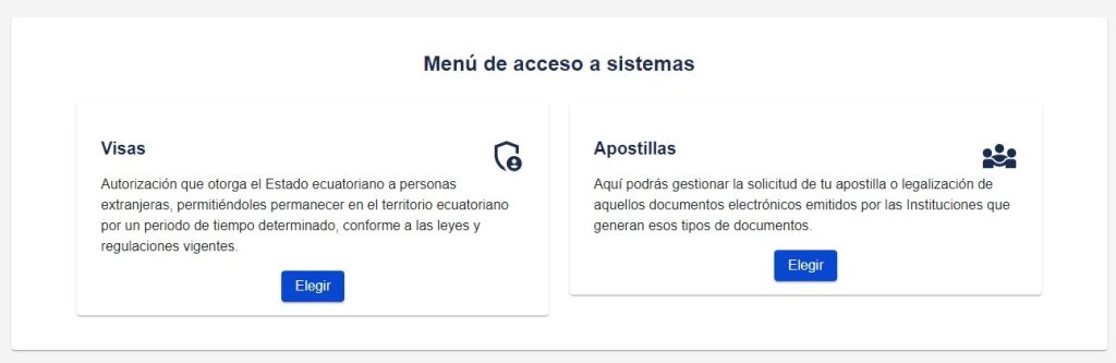 Acceso al sistema eVisas