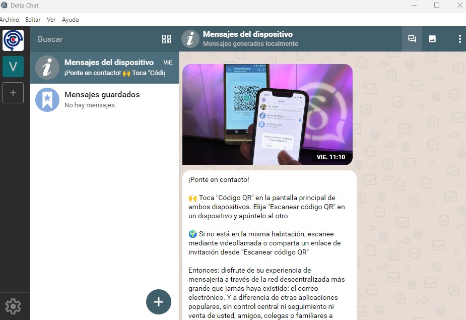 delta chat instalado