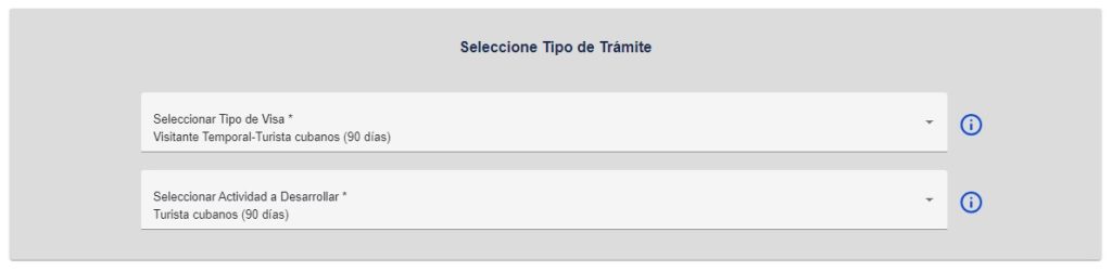 Ejemplo para cubanos. Tipo de visa