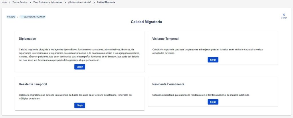 Titular-solicitante eVisas