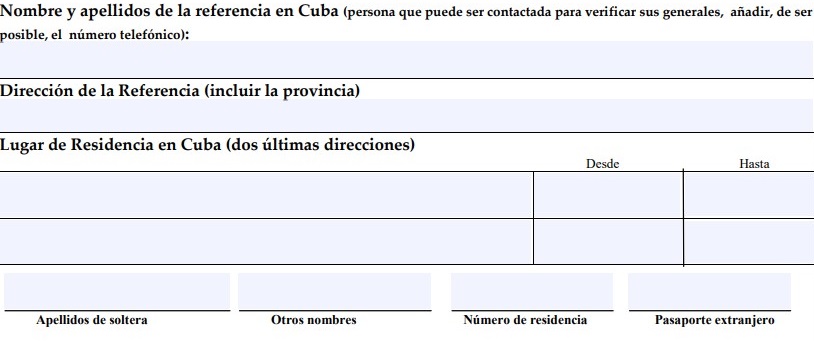 Planilla solicitud de pasaporte cubano. Referencia en Cuba.