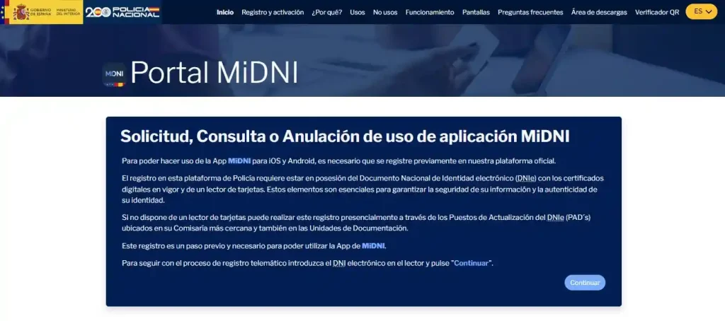 midni inicio registro
