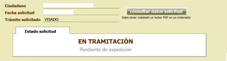 visado pendiente expedicion