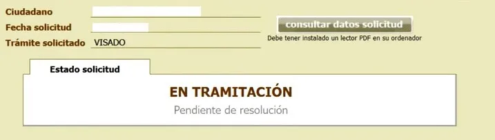 visado pendiente tramitacion