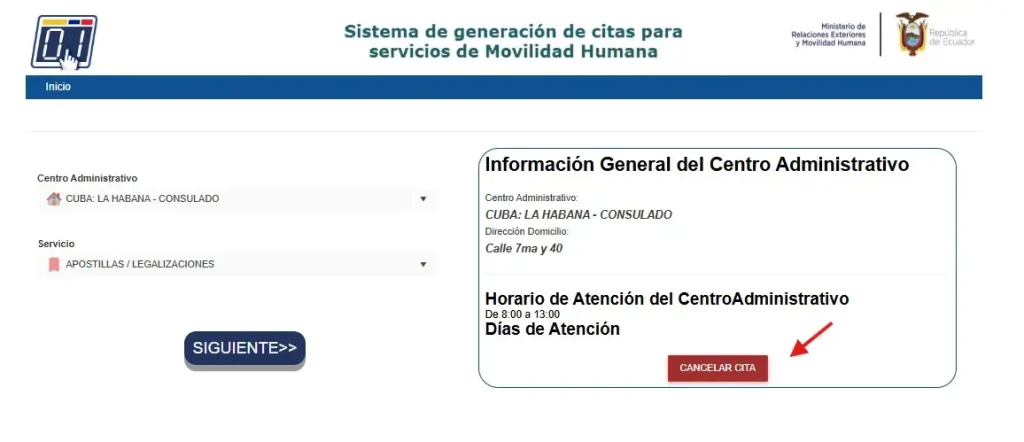 cancelar cita legalizacion cecu