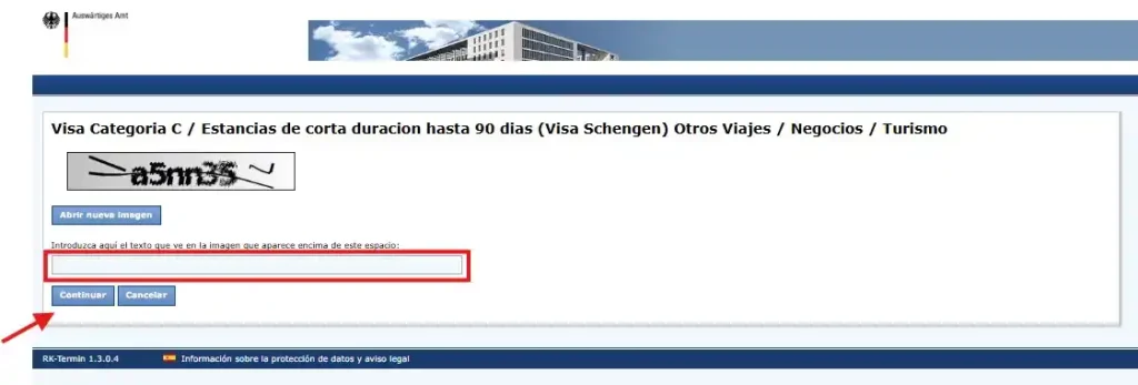 cita visa alemania captcha