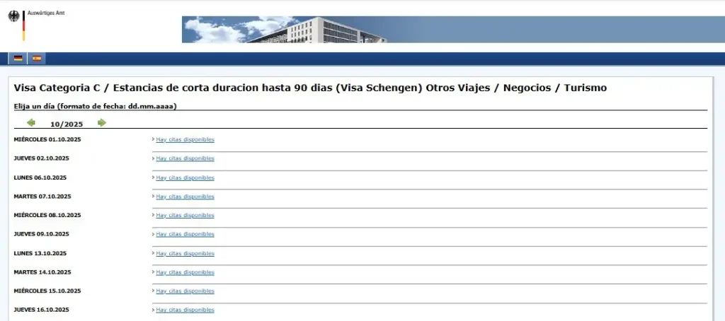 cita visa alemania negocio turismo cita disponible