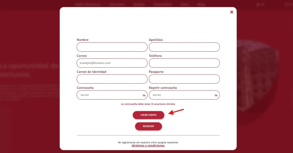 claim cu registro formulario