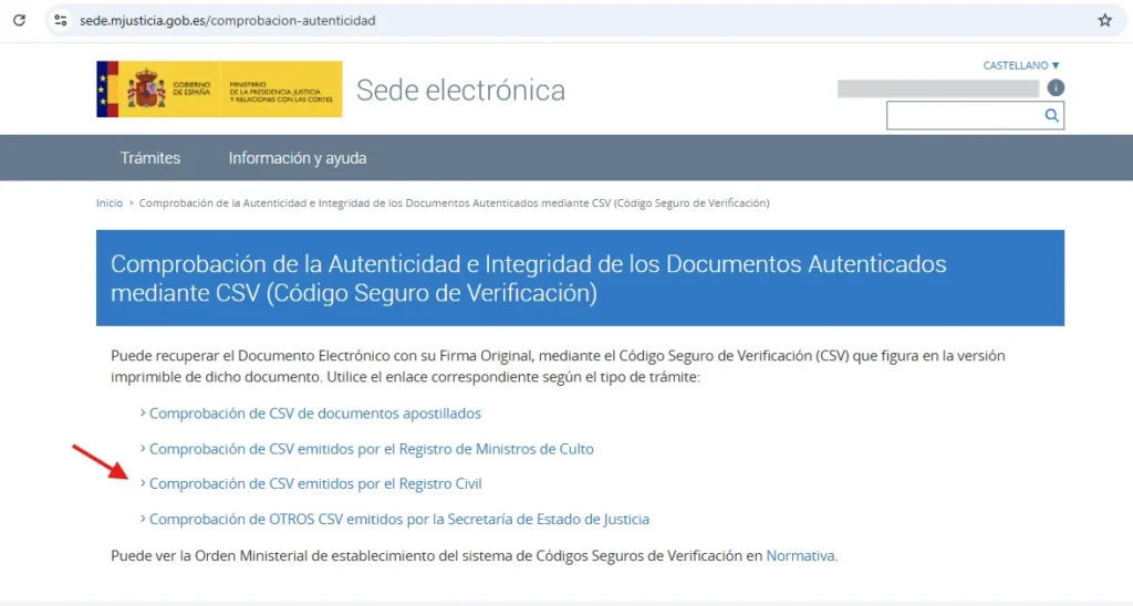 comprobacion csv enlace